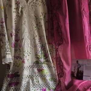 Floral Lace Dress with Pink Accents